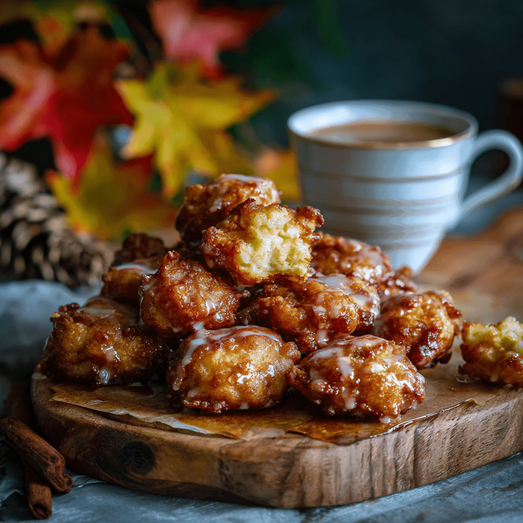 Apple fritter bites served with glaze