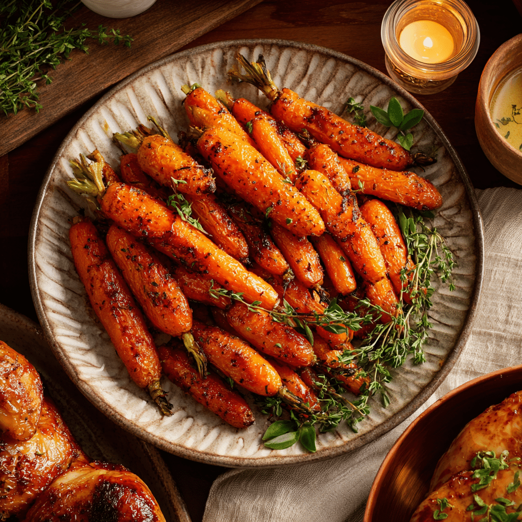 Sweet & Savory Brown Sugar Glazed Carrots served on plate