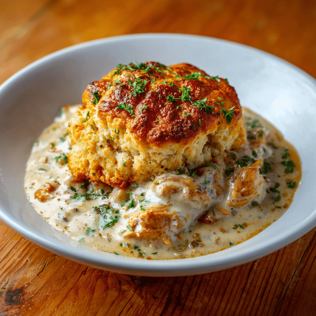 Served portion of TikTok Chicken Cobbler
