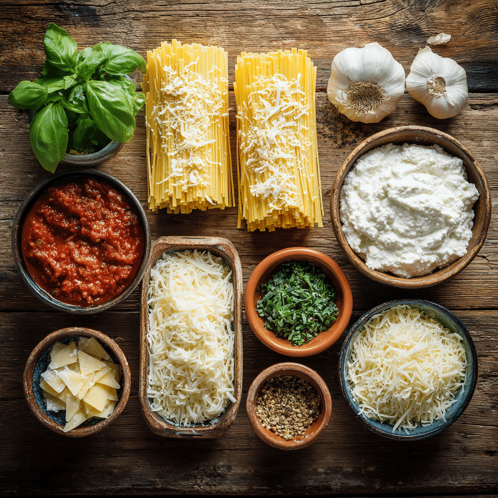 Ingredients for homemade lasagna noodles