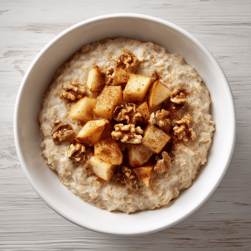 Apple Cinnamon Oatmeal Bowl in bright natural light