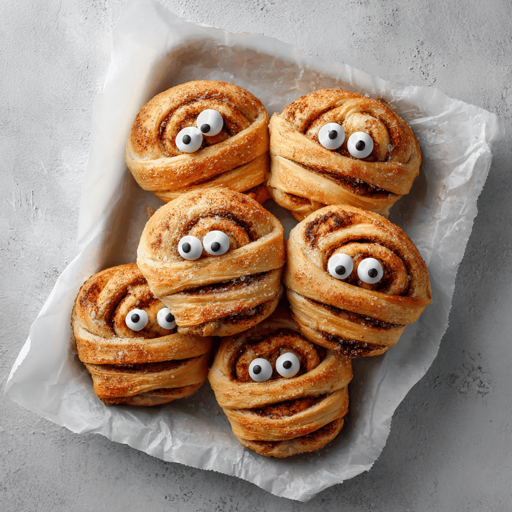 Pumpkin Spice Cinnamon Roll Mummies on baking sheetU3823717446 Bright Food Photography Close Up Of Freshly Baked 63cab381 5181 4dc4 8f74 584500ef0828 0