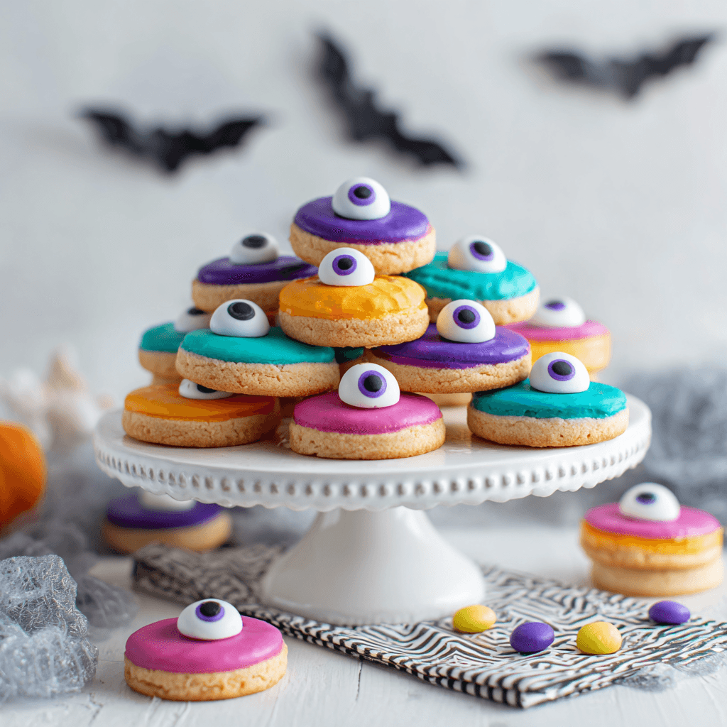 Served Monster Eye Thumbprint Cookies for Halloween