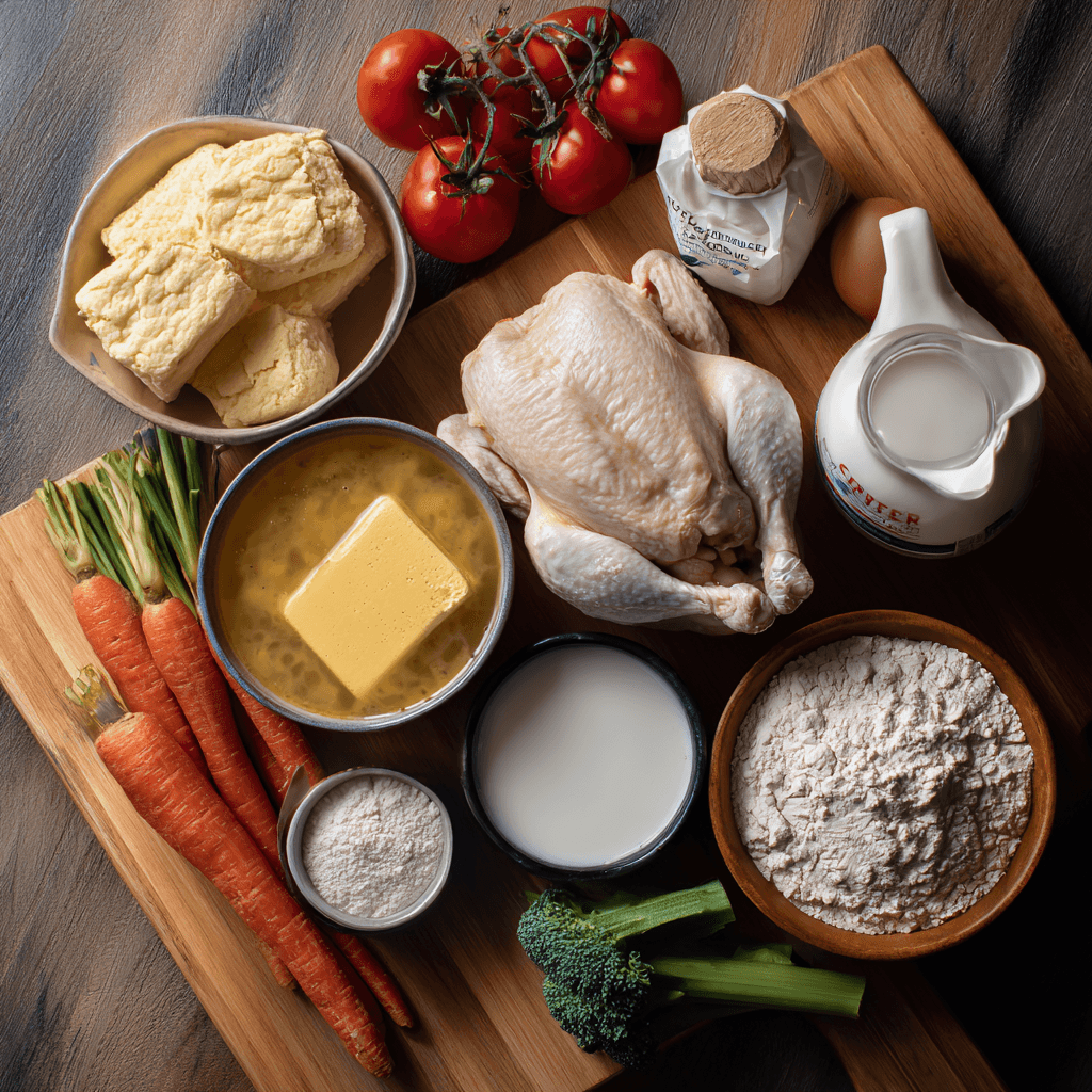 TikTok Chicken Cobbler Ingredients Flat Lay