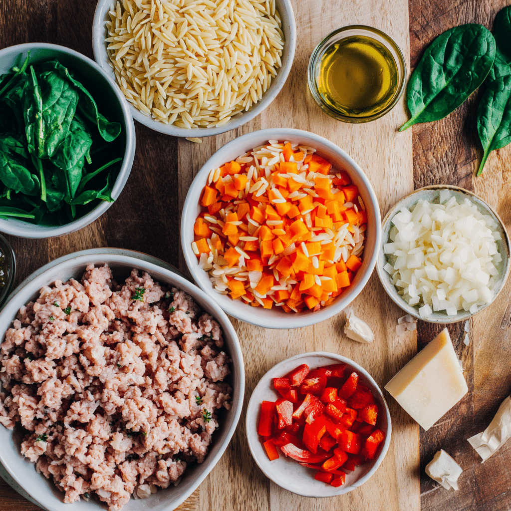 Ingredients for Best Ground Turkey Orzo Recipe
