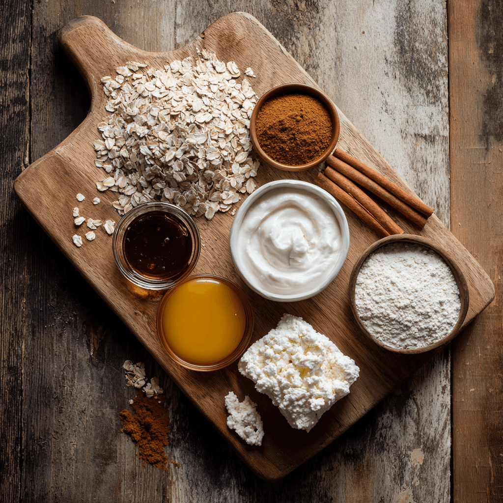 Ingredients for Cinnamon Roll Protein Overnight Oats