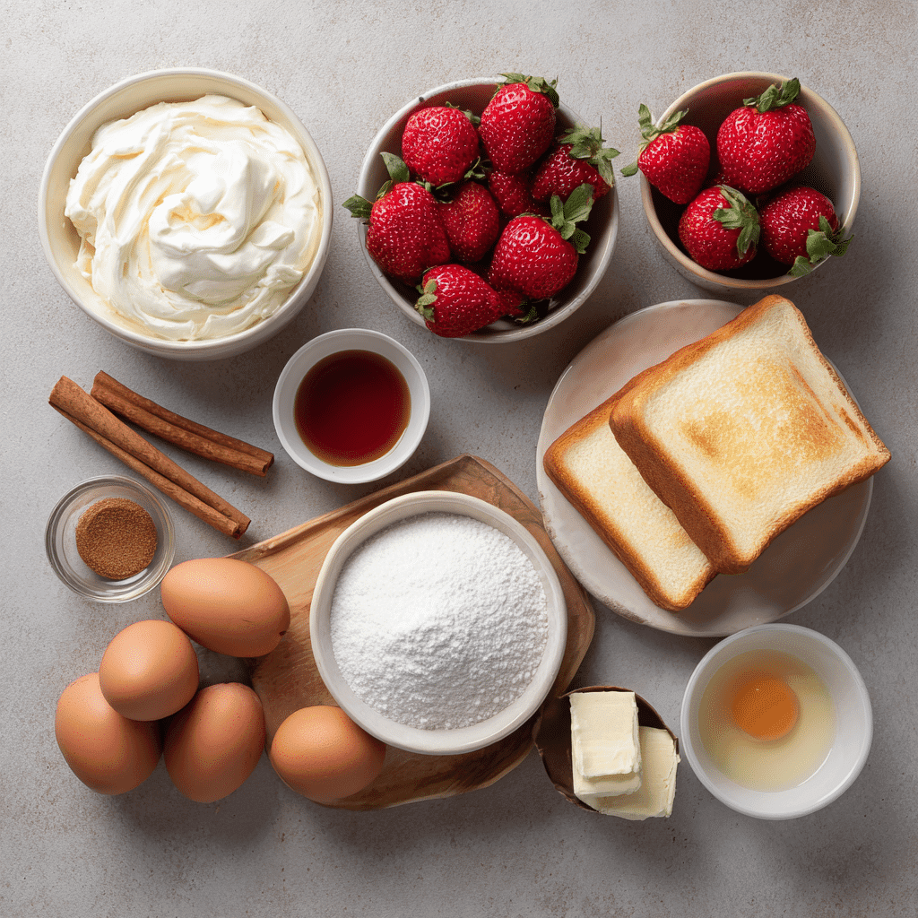 Ingredients for Fried Strawberry Cheesecake Sandwiches