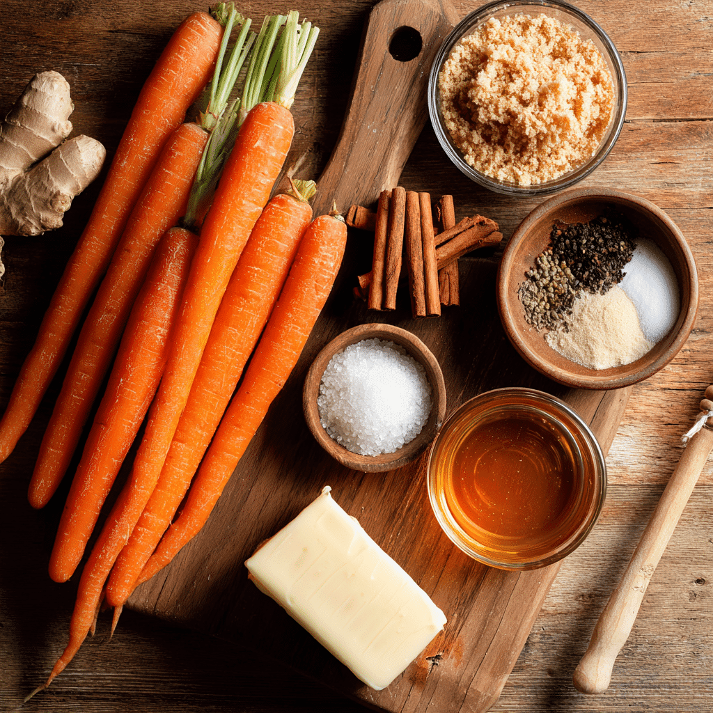 Ingredients for Sweet & Savory Brown Sugar Glazed Carrots