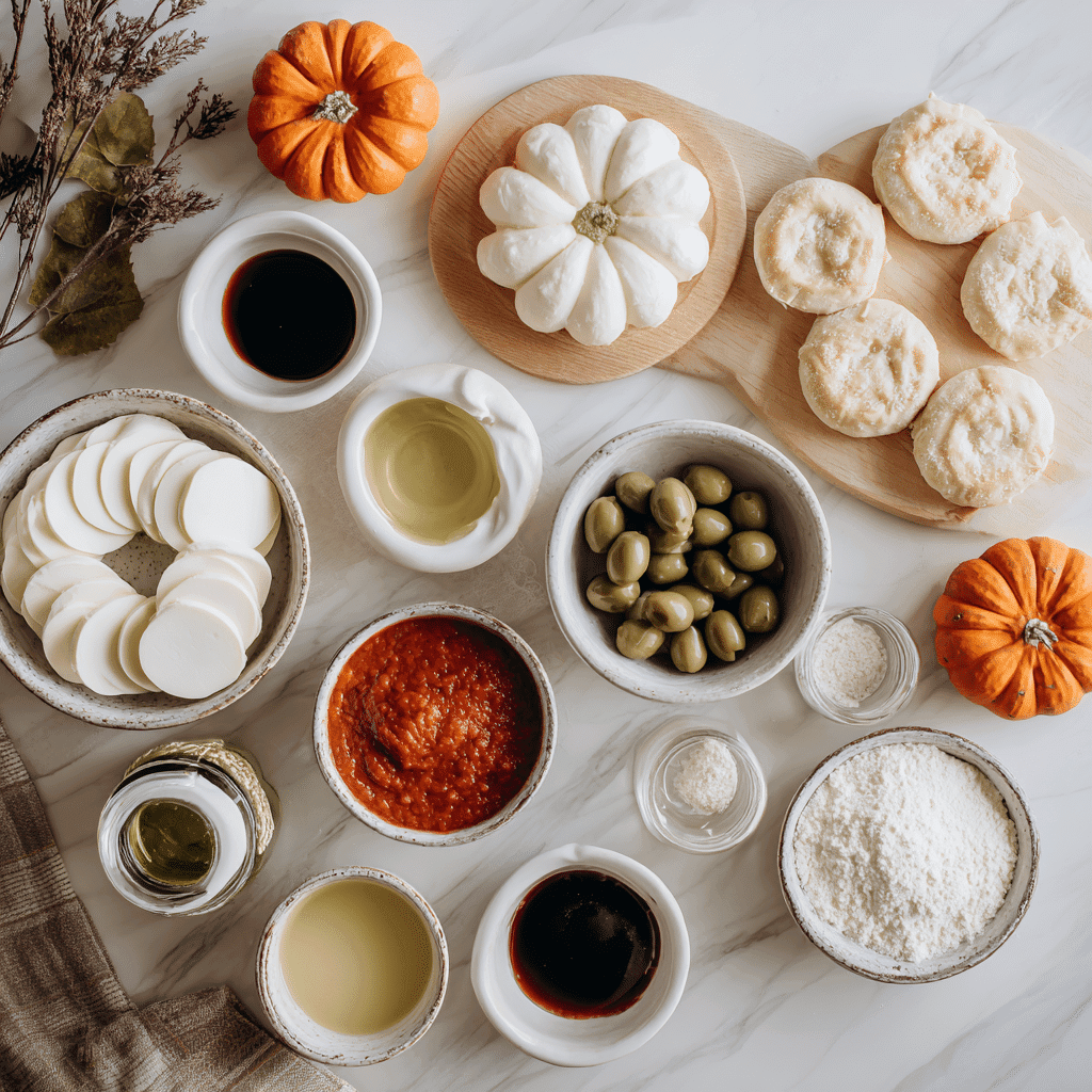 Ingredients for Ghost Mini Pizzas