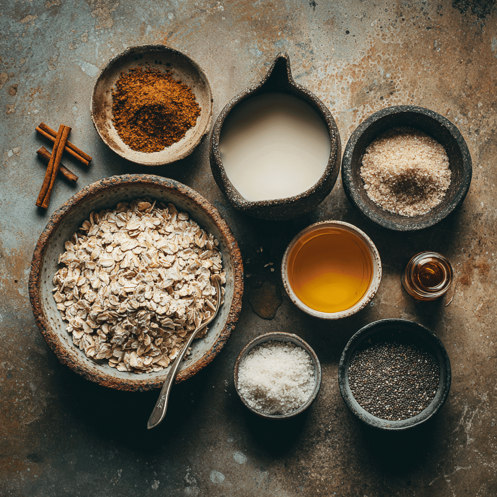 Ingredients for brown sugar overnight oats recipe