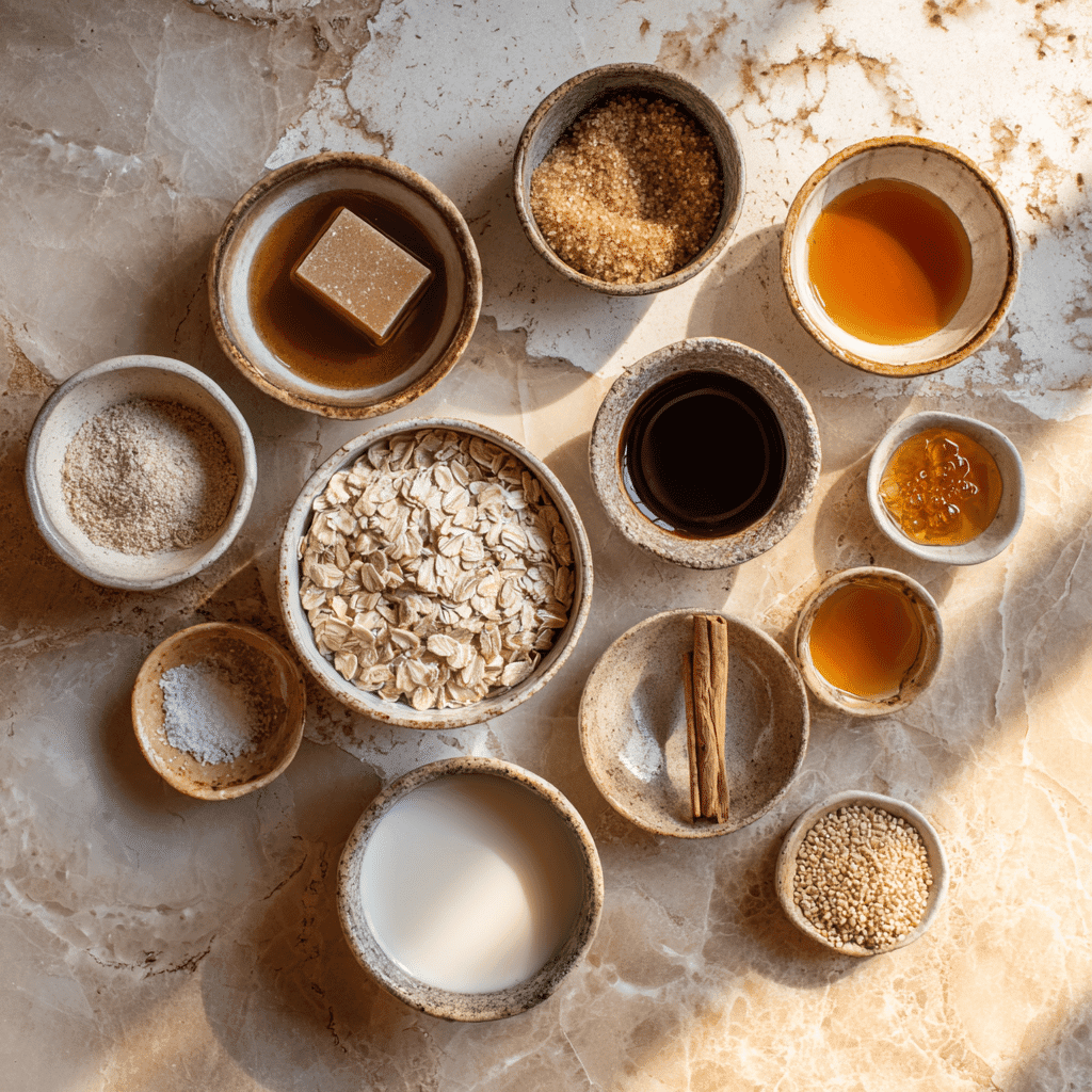 Ingredients for maple brown sugar overnight oats