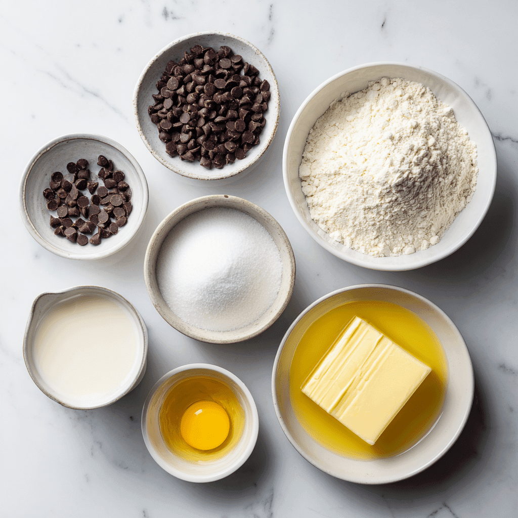 Ingredients for ghost-shaped pancakes on a white surface