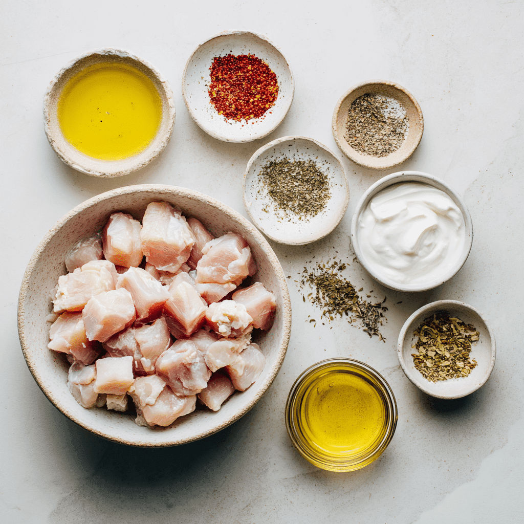 Ingredients for juicy baked chicken bites