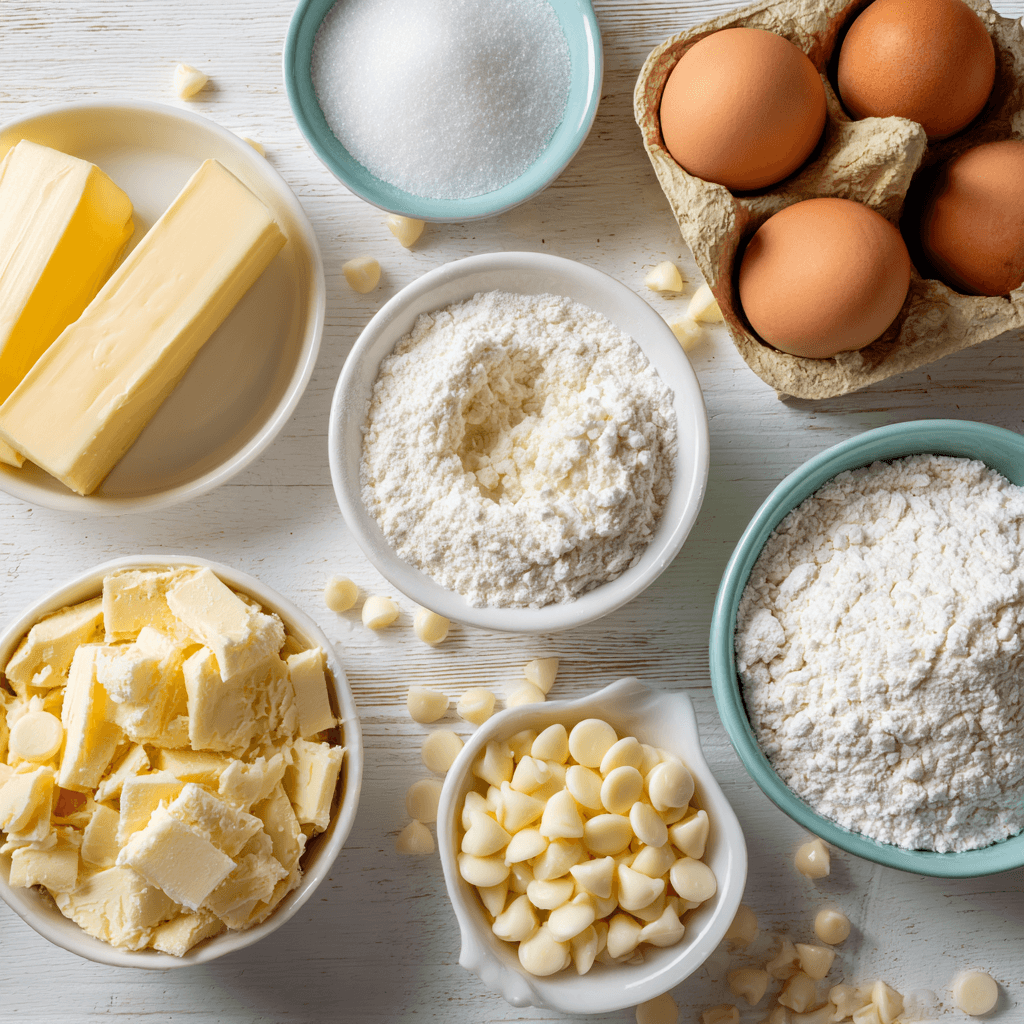 Ingredients for Mummy Sugar Cookies with White Chocolate Drizzle