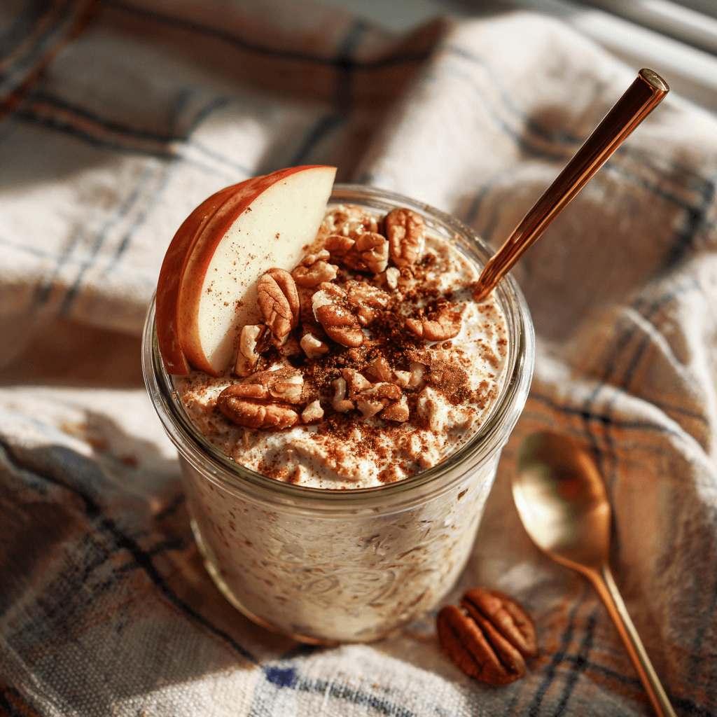 Stirring maple brown sugar overnight oats in a jar