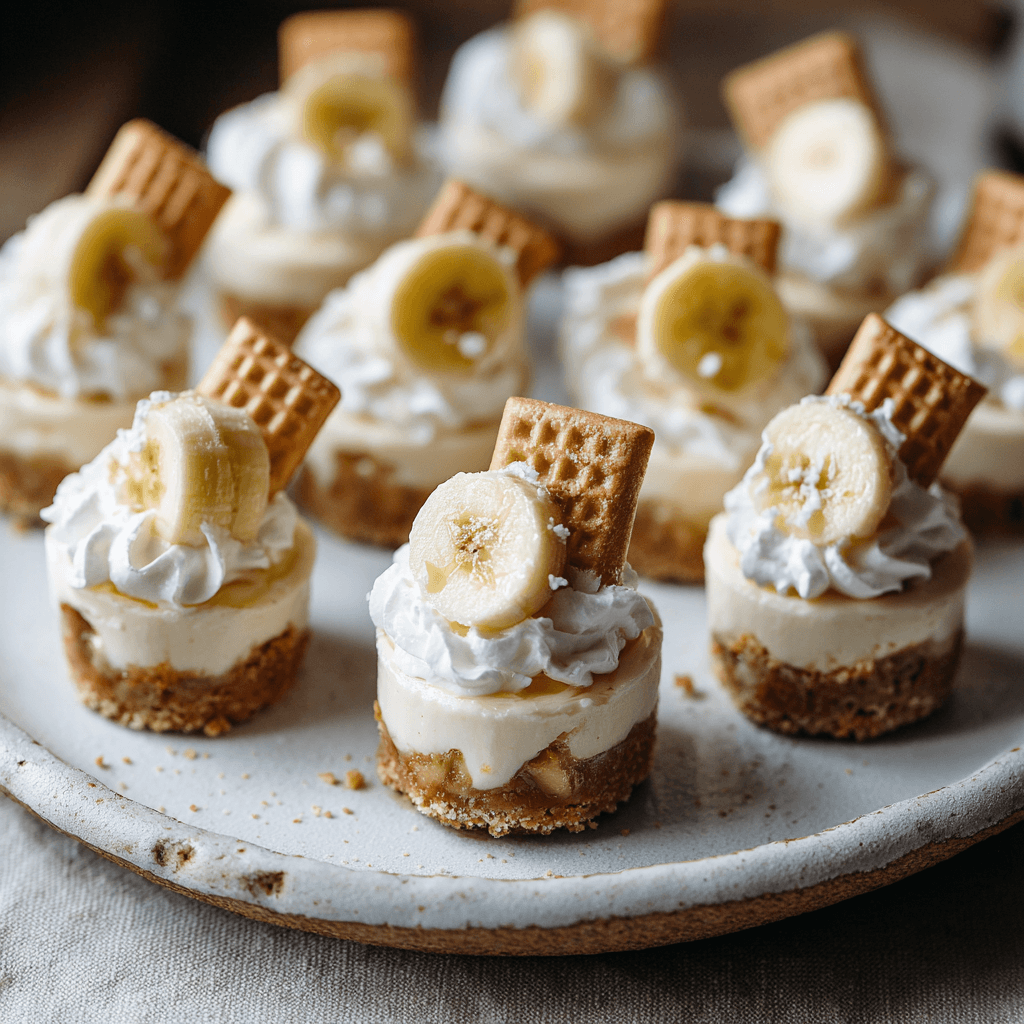Cheesecake Banana Pudding Bites on serving plate