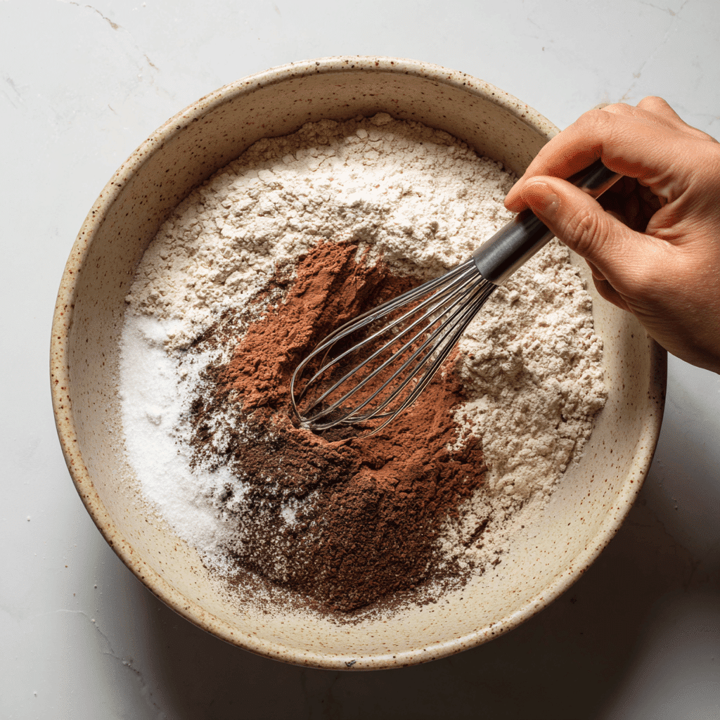 Mixing dry waffle ingredients