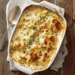 Dump and Bake Alfredo casserole ready to serve