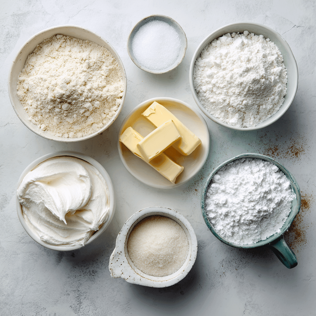 Ingredients for Ghostly Marshmallow Sandwich Cookies laid out