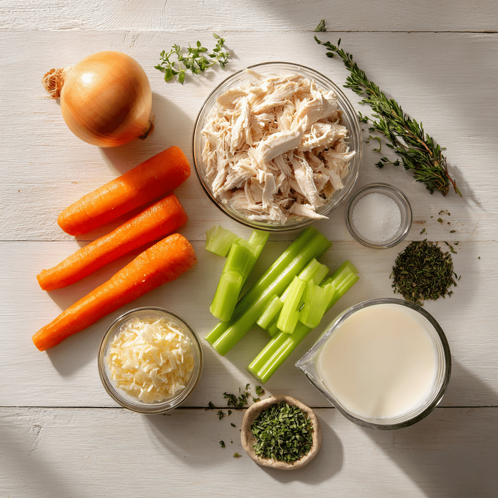 Ingredients for Chicken Pot Pie Soup Recipe