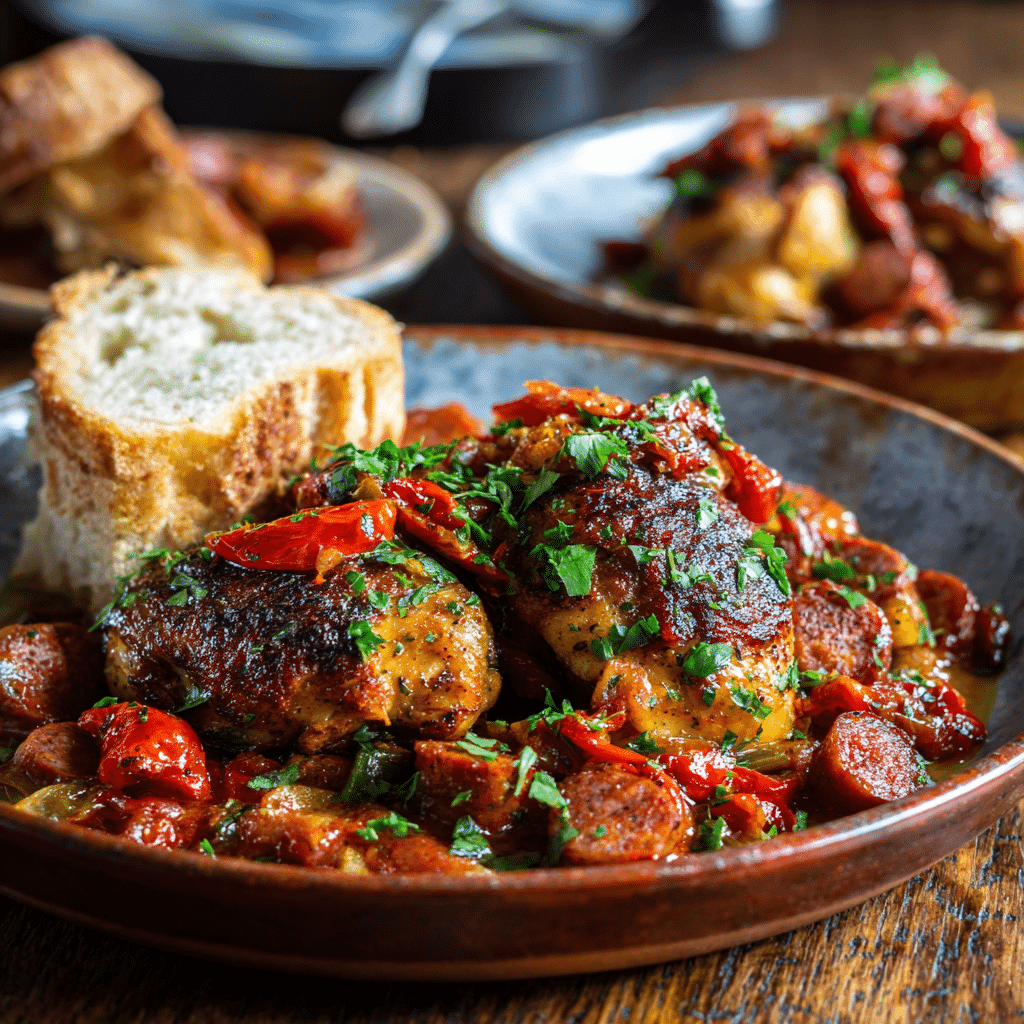 Plated one pan chicken and chorizo