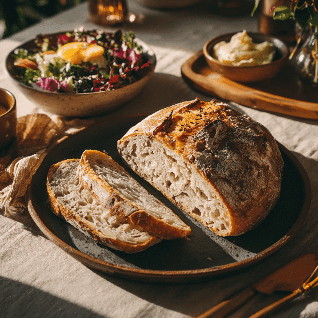 serving vegan sourdough with fall meal