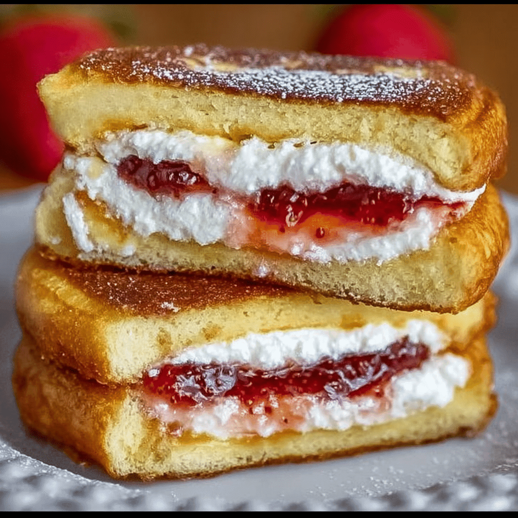 Fried Strawberry Cheesecake Sandwiches on a plate