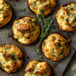 Mini Sausage Stuffing Muffins fresh out of the oven