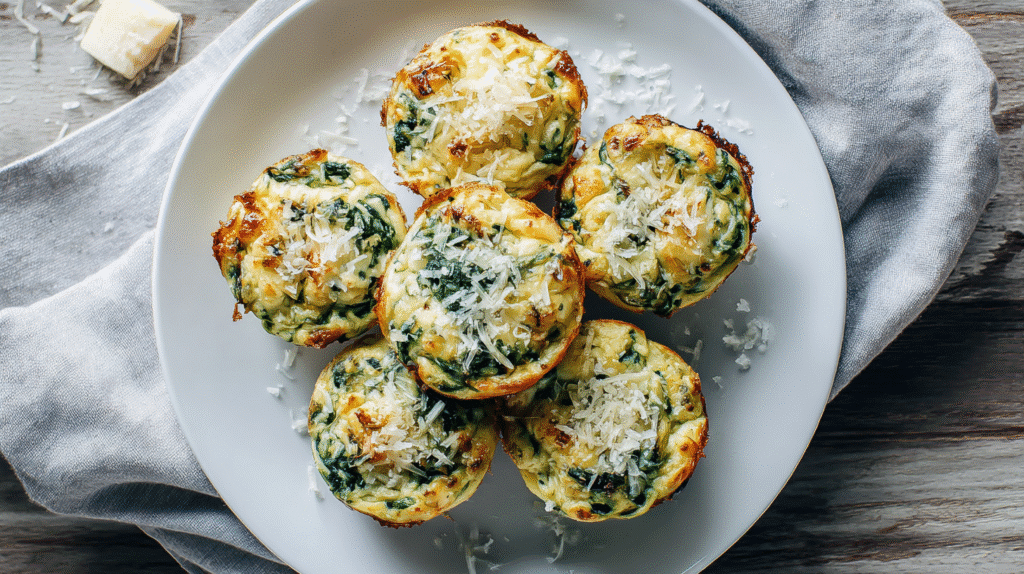 Served Mini Spinach Artichoke Cups on a ceramic plate