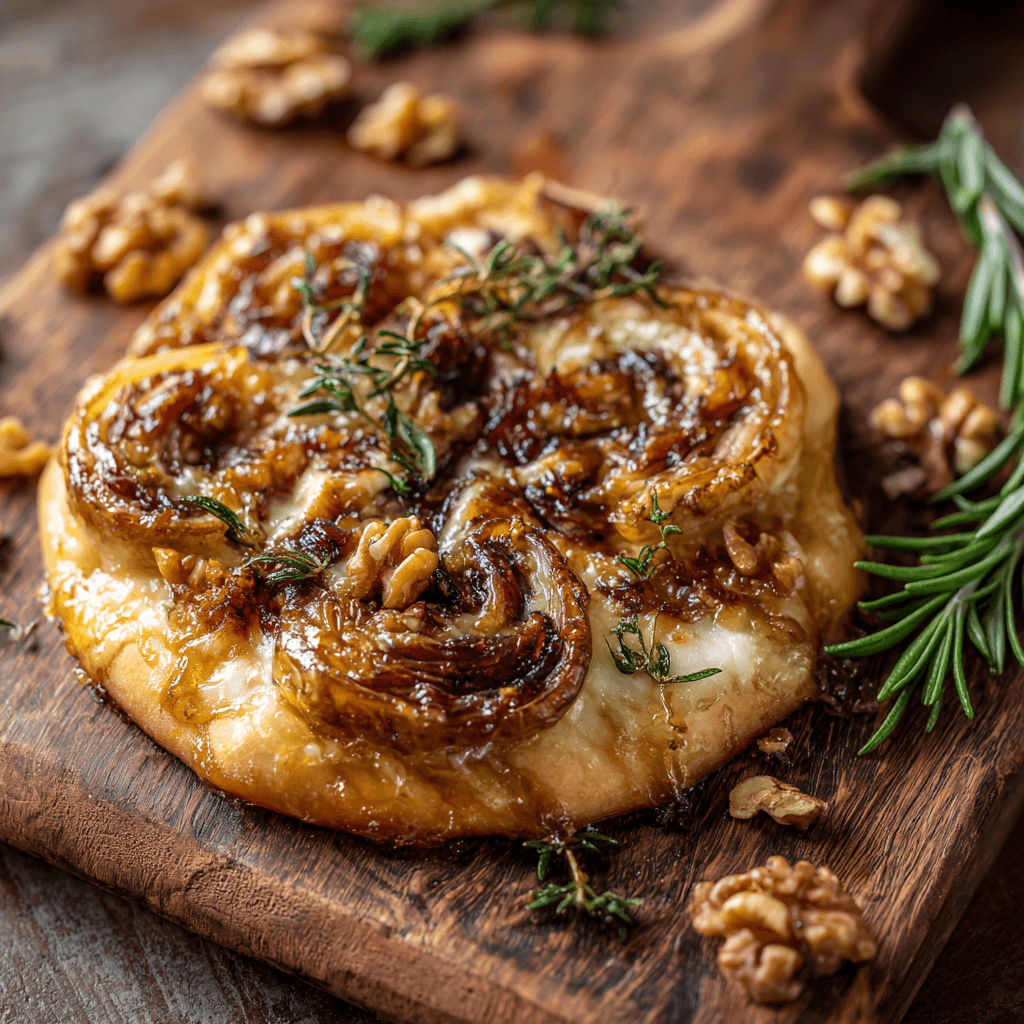 Sliced Brie and Fig Flatbread Appetizer ready to serve