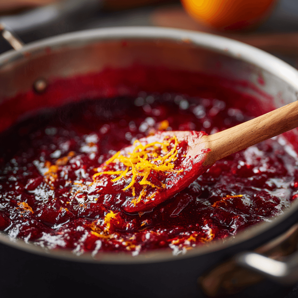 Close-up of cranberry sauce for Whipped Cranberry Cream Cheese Dip
