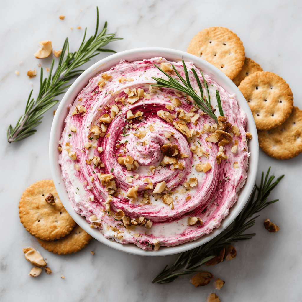 Final whipped cranberry cream cheese dip ready to serve