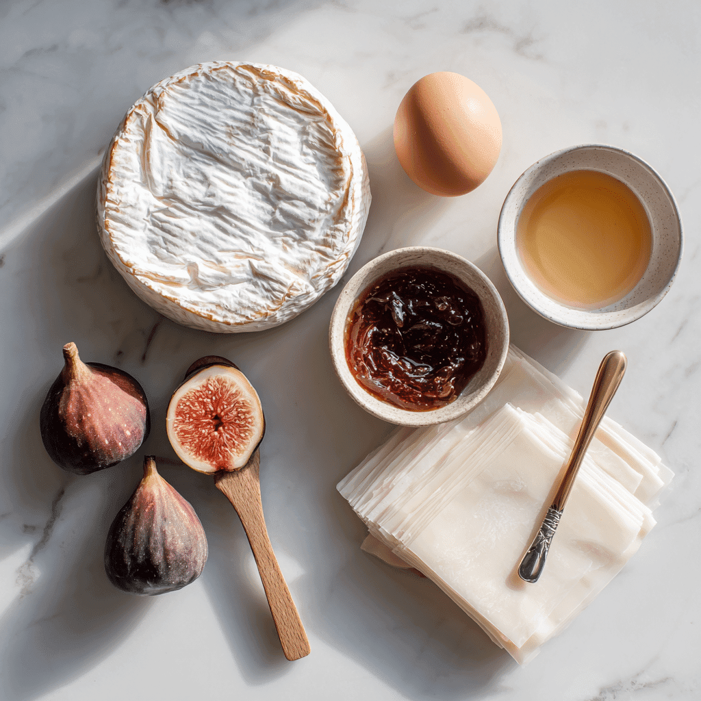 Ingredients for Puff Pastry Wrapped Brie with Fig Jam