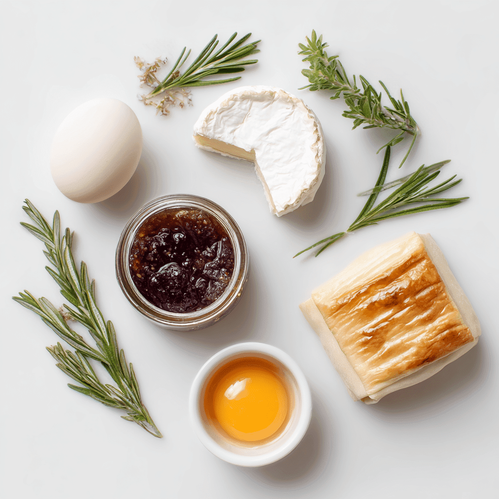 Ingredients for Mini Brie Bites with Fig and Rosemary