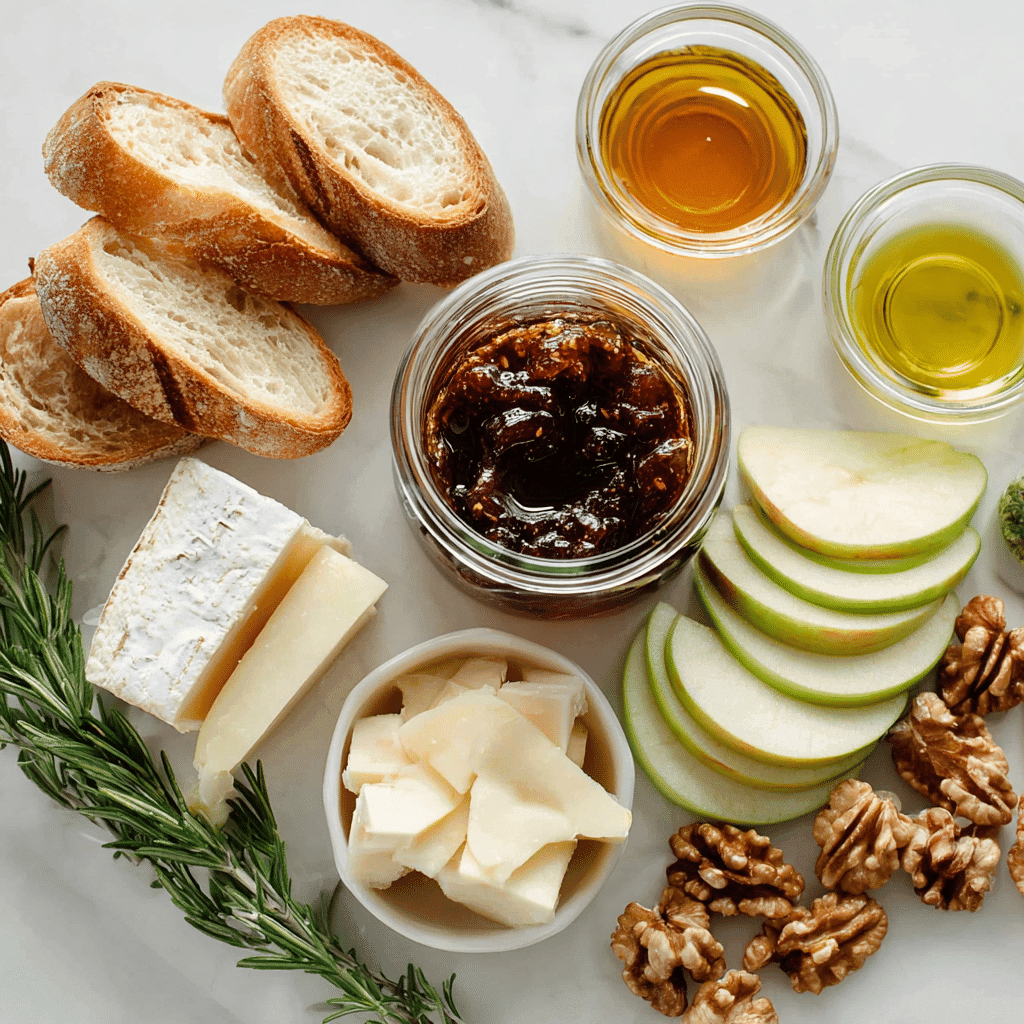 Ingredients for Apple & Fig Crostini with Brie recipe