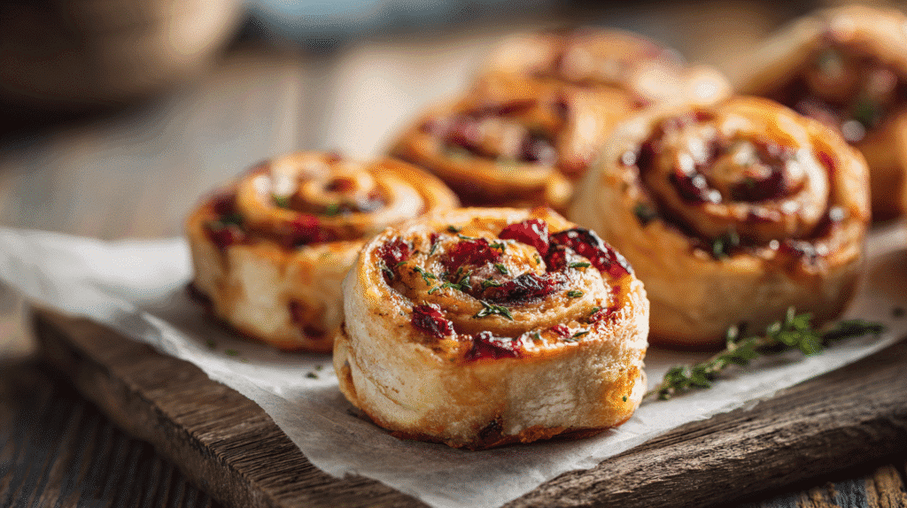 Turkey & Cranberry Pinwheels served on a plate