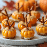 Mini Pumpkin Cheese Balls with Pretzel Stems