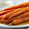 Caramelized Honey Dijon Carrots served on a white plate