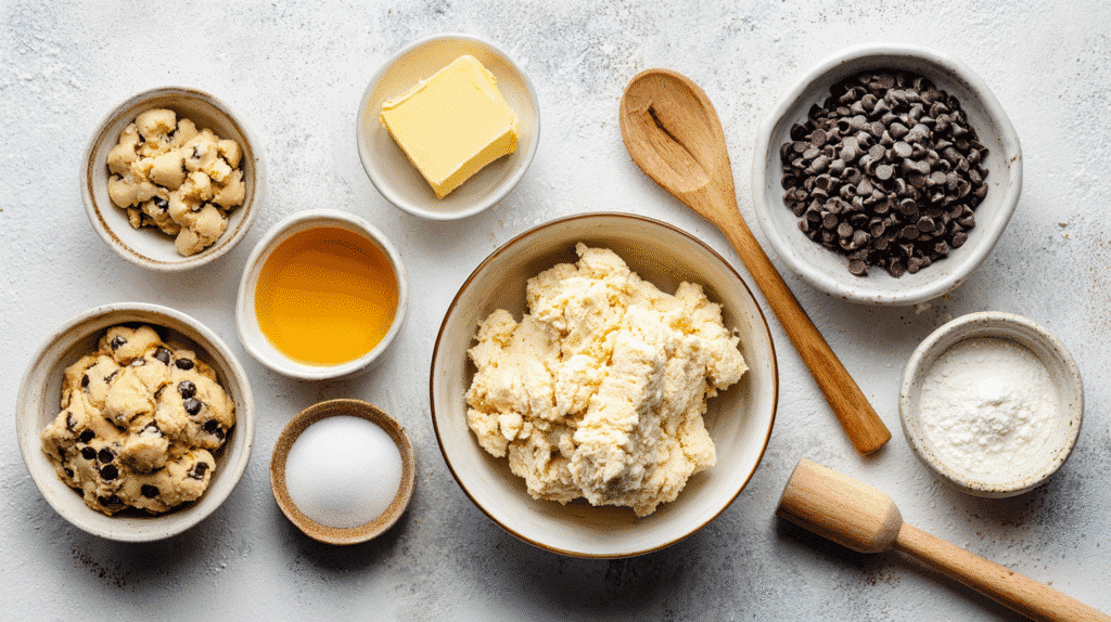 Cookie croissants ingredients setup