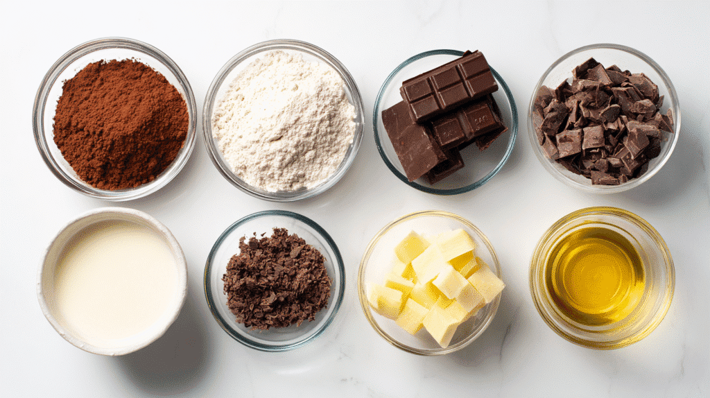 Ingredients for Classic Fudgy Eggless Brownies