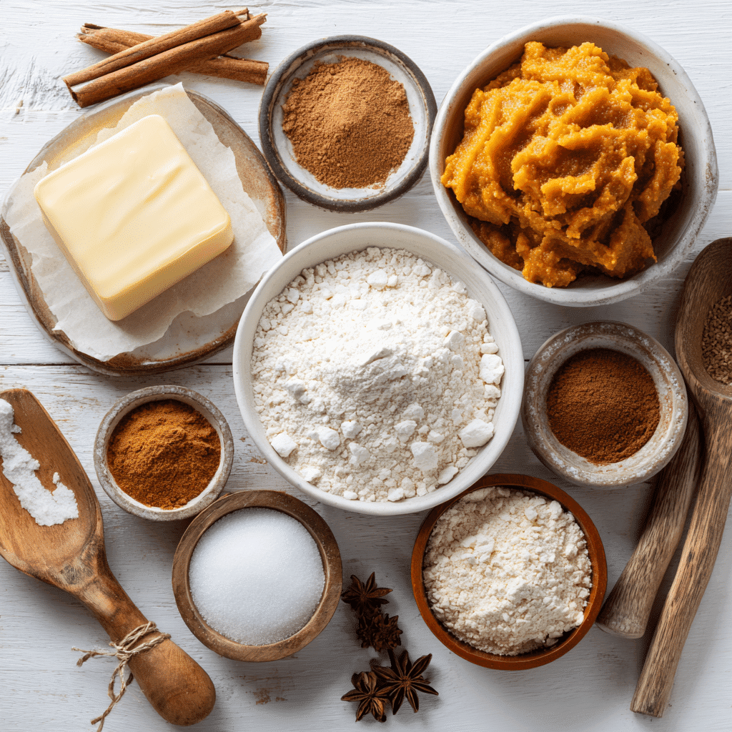 Ingredients for Jack-O’-Lantern Pumpkin Cookies with Royal Icing
