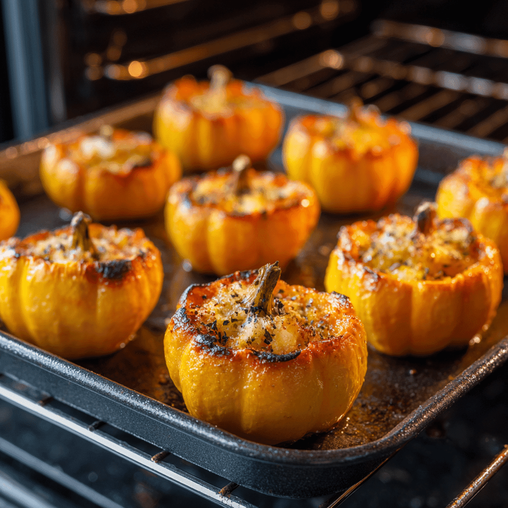 Roasted mini pumpkins for pumpkin soup