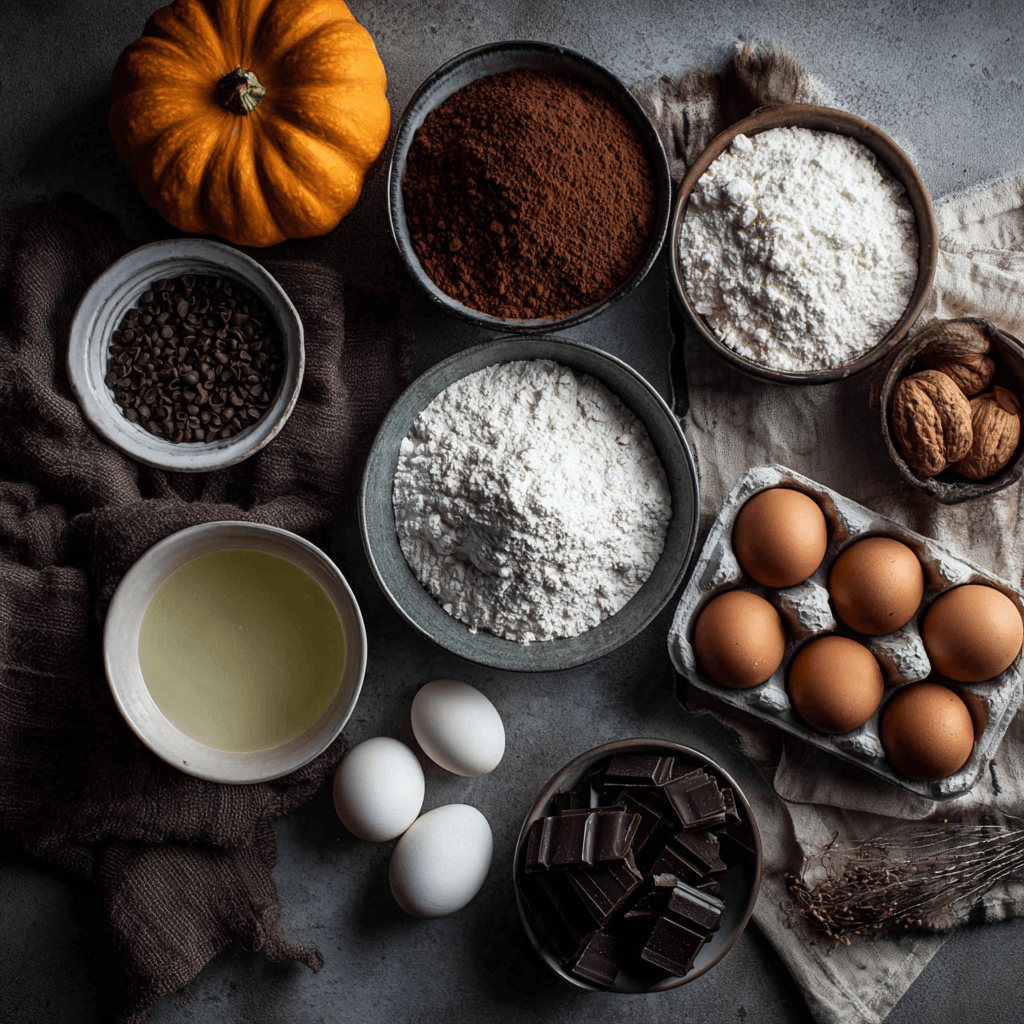 Ingredients for Spider Web Chocolate Ganache Cake