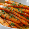 Garlic Butter and Honey Roasted Carrots on tray