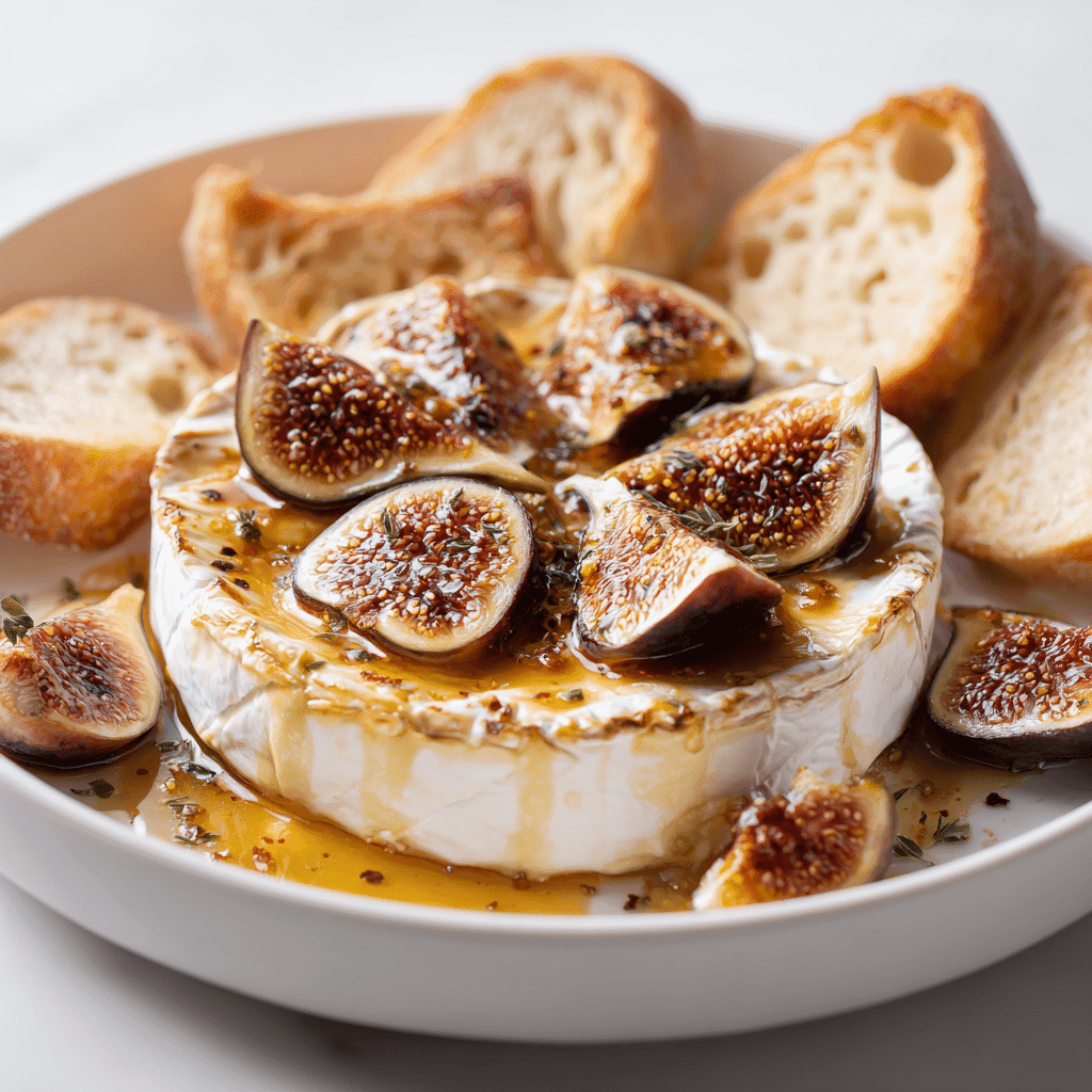 Served Honey Drizzled Brie with Figs and Walnuts