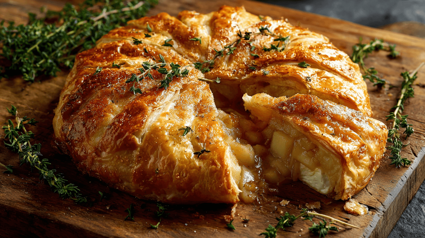 Baked Brie with Apple Chutney and Thyme served warm