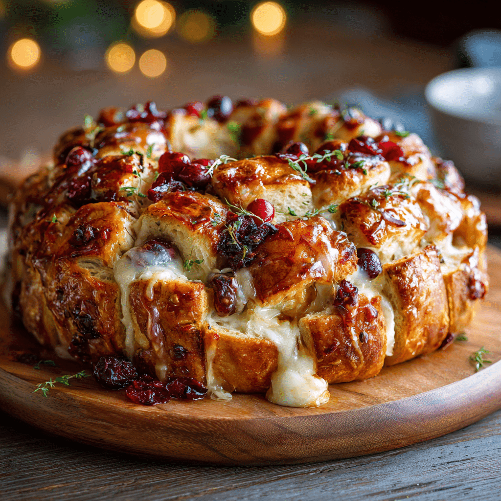 Cranberry Brie Pull Apart Bread freshly baked and styled