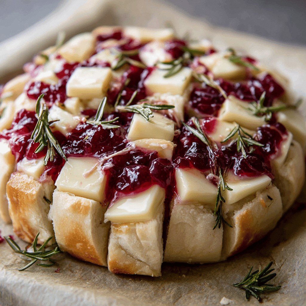 Cranberry Brie Pull Apart Bread prepped for baking