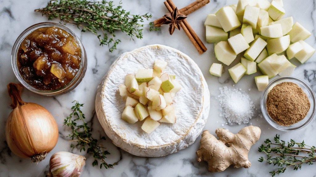 Ingredients for Baked Brie with Apple Chutney and Thyme