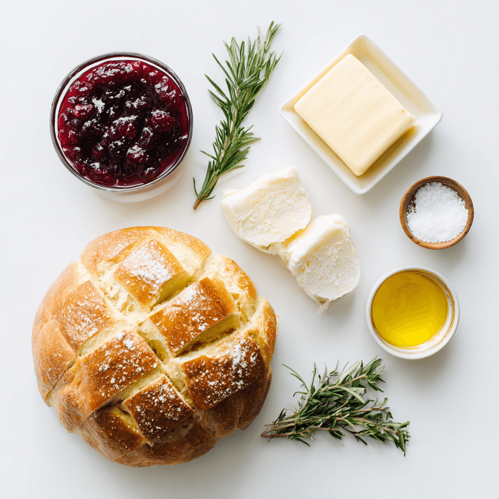 Ingredients for Cranberry Brie Pull Apart Bread